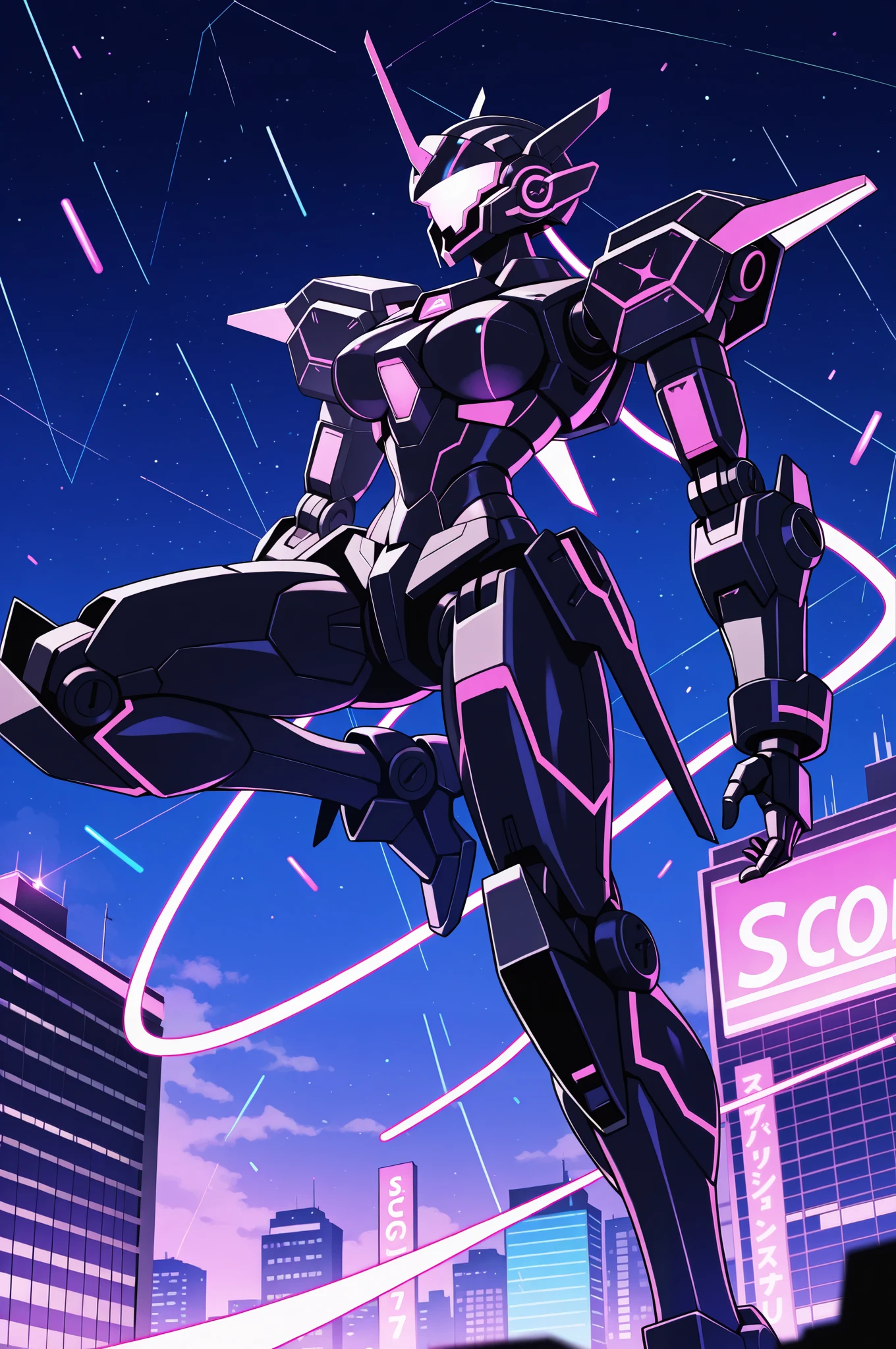 Cyber-punk style, bright neon mecha, bioluminescent, intricate details, ultra-high quality

