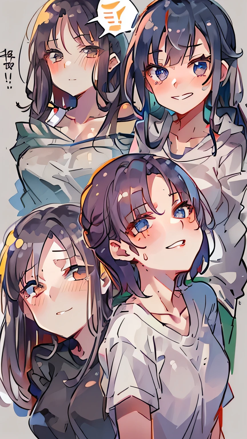  Top Masterpieces、 1 beautiful woman、aldult、My girlfriend's sister 、face close up, shot from below、Female student in plain clothes 、clavicle、fog、 Diabolical Smile、Taunt、blush、sweat、slouch、Crouch in front of the viewer、Look down on the viewer、 Simple Background 、( footjob)