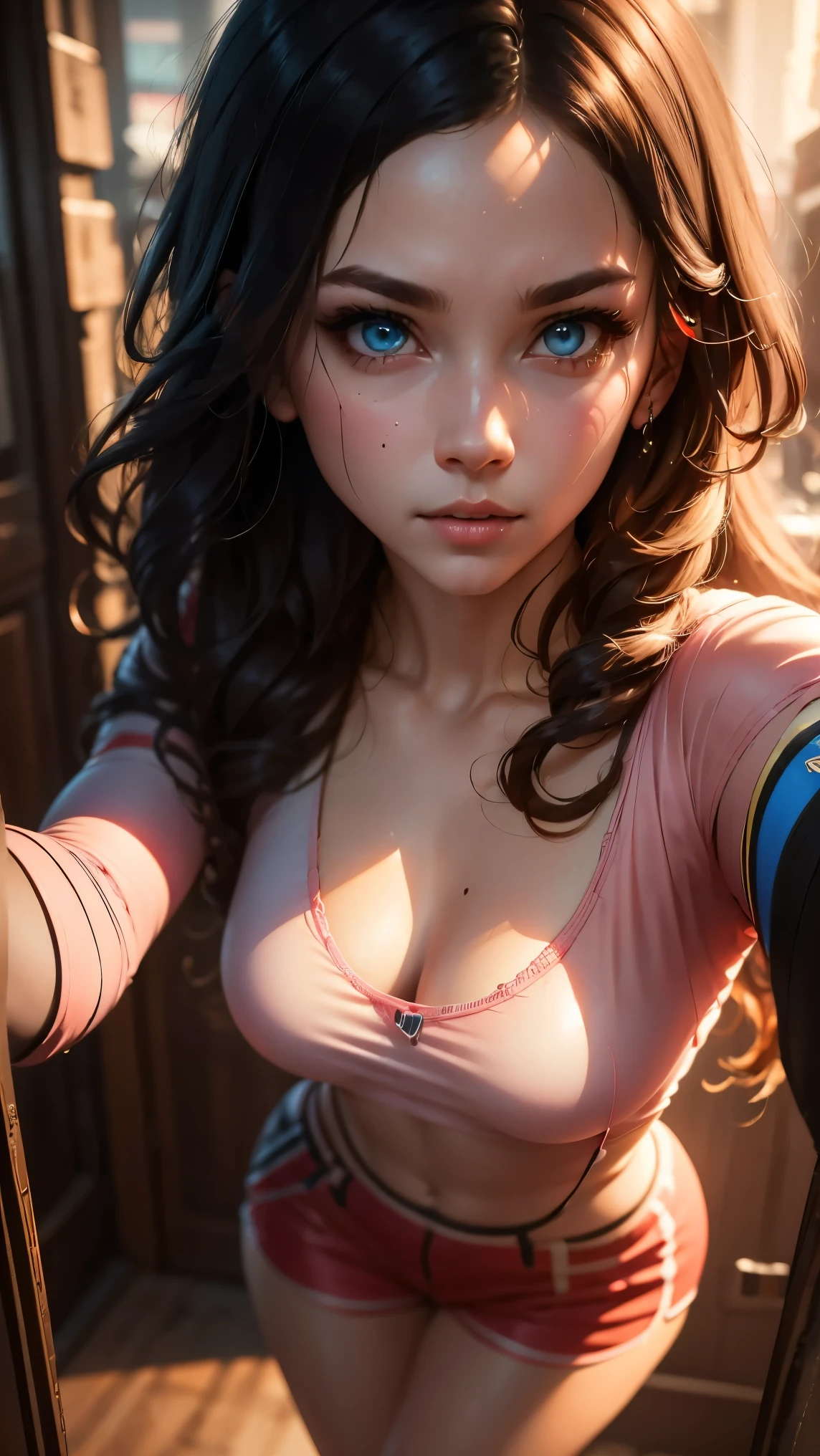 (2 young girls:1.3), Super beautiful detailed face, Staring at me, Open mouth slightly, shyly smile, Multiple girls, Raw photo, (Best Quality:1.2), masutepiece, 8K, high details, hight resolution, With the highest quality, High-definition raw color photos, professional photograpy, Cinematic Light, (Fine face:1.2), (Beautiful breasts:1.2), (Summer high school uniform with wide open chest:1.3), Beautiful breasts, girl portrait, outside of house, (Cinderella's Castle:1.5), (View from below:1.2),