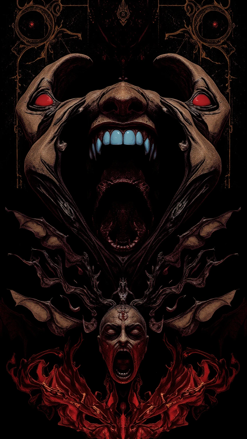 blood face no eye, black stripes, black side, abstract