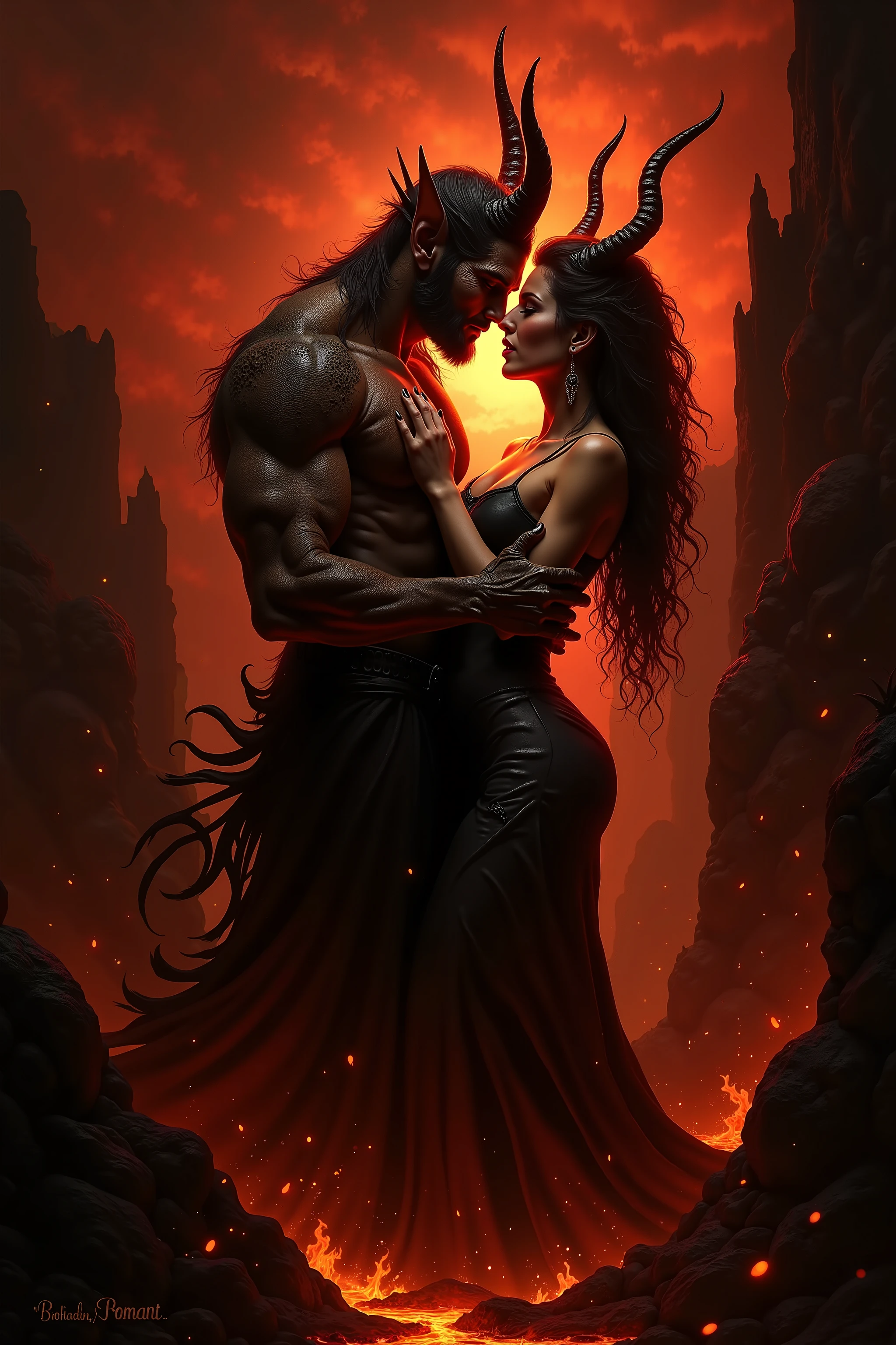 demon and demoness inferno, in love, In hell