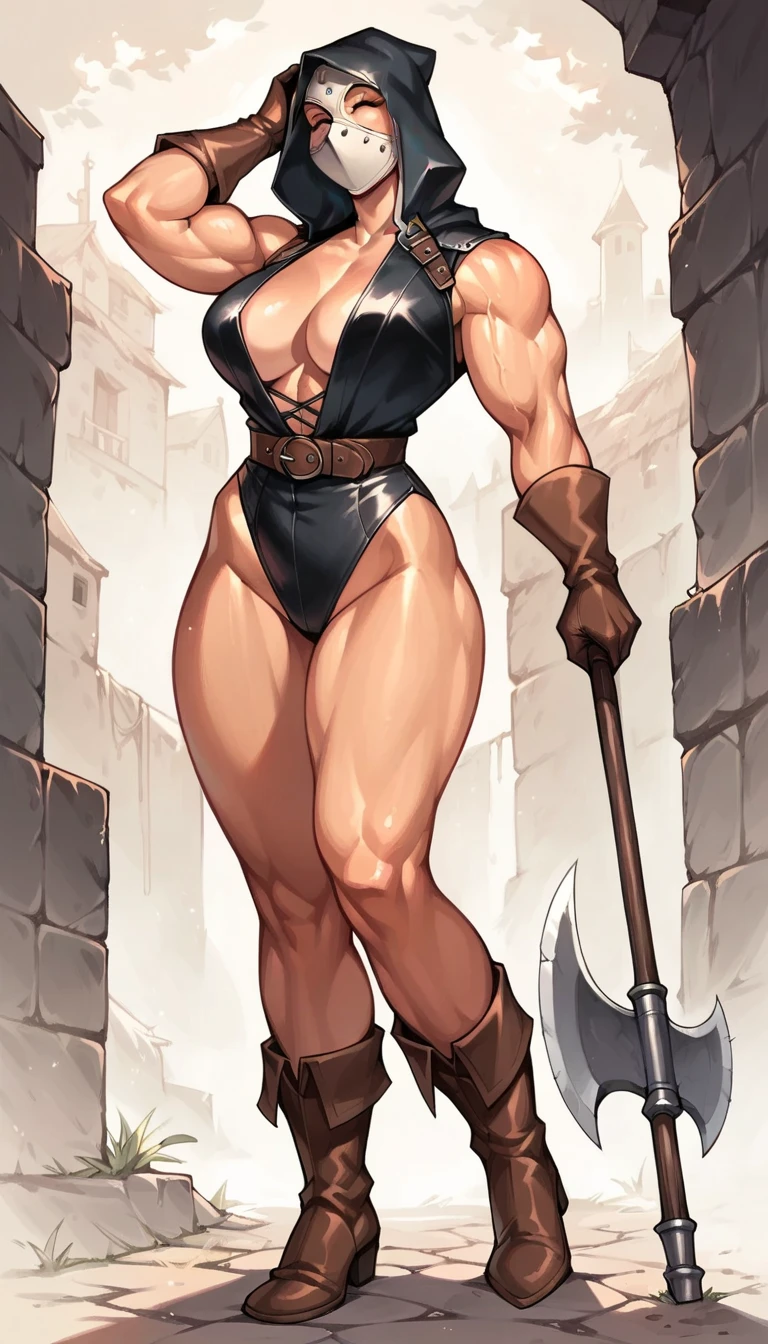 (Masterpiece, best quality, intricate details, 1sologirl) iron collar, arms behind back, iron cuffs, shackles, leather collar choker neck bell, bound ((standing by wooden pole:1.2)) ((female Black Dark skin Gyaru)) show entire body frontal position, realistic, gorgeous 16y.o. darkest skinned mixed race female, black African, transparent black pantyhose, legs together barefoot no shoes barefoot, looking view to viewer from below straight symmetrical, long hair
