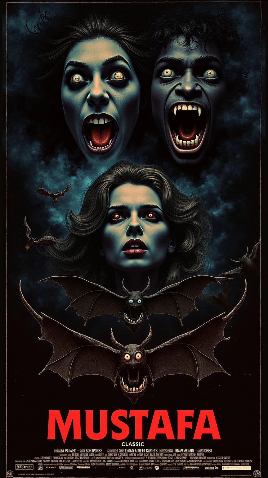 Gothic image of two bats in love
