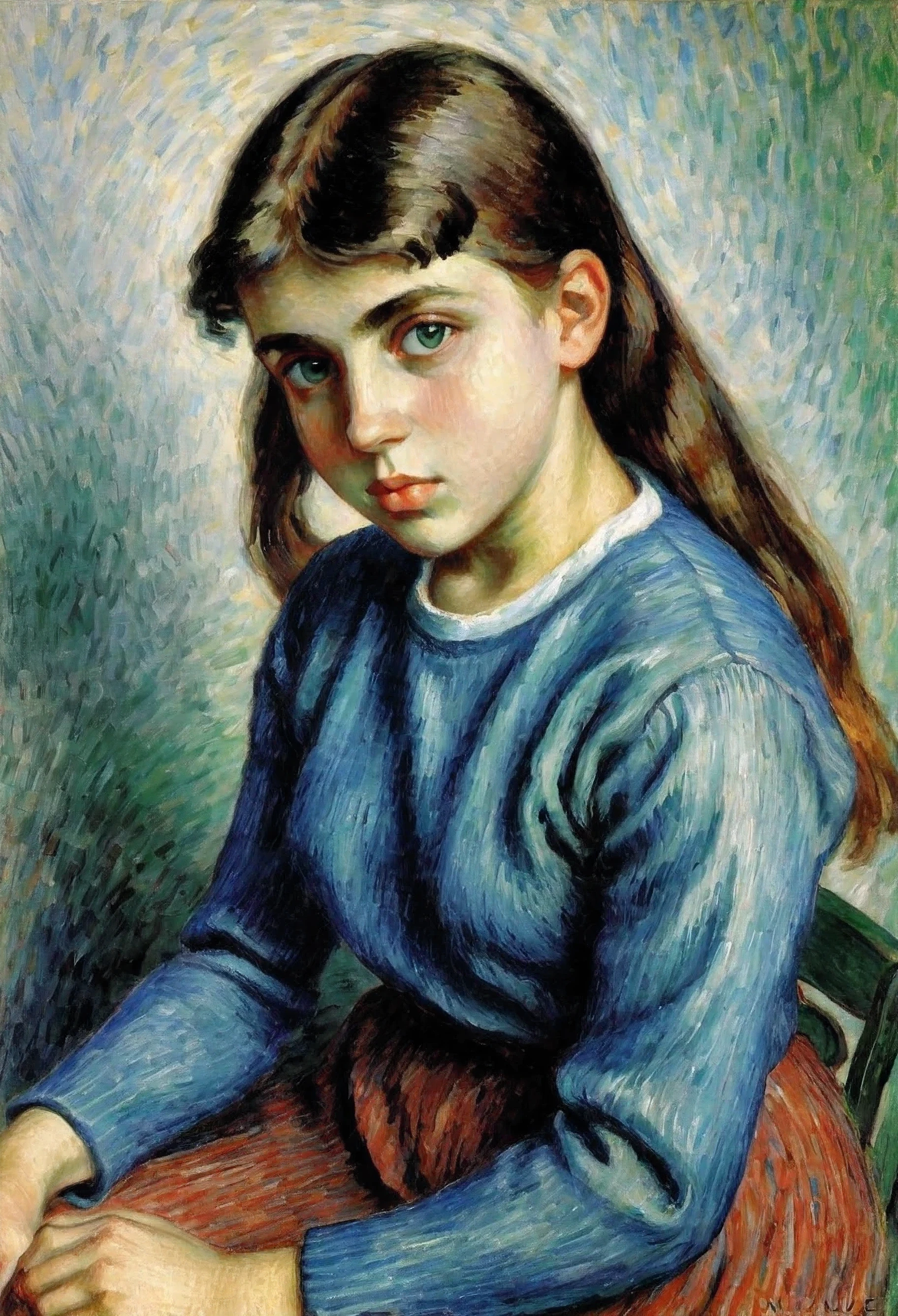young girl, творческая импровизация (Created by Maximilien-Luce)