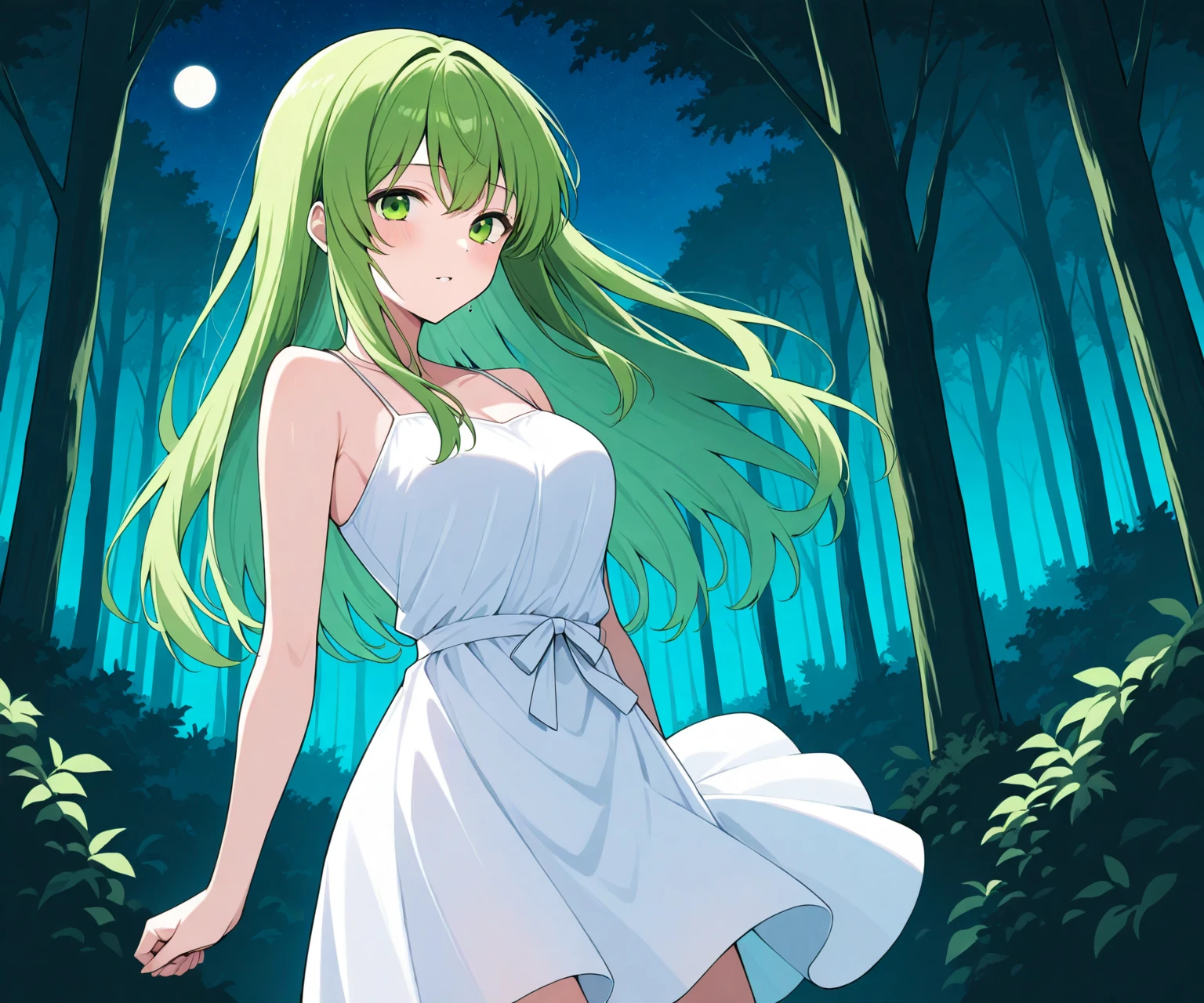 CC character, code geass, green hair, long hair, shoulder dropped, perfect body, white t-shirt and short shorts, full body photo, yellow plush, masterpiece, 8k