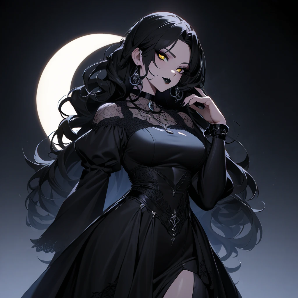 1girl, schwarze Haare, rote augen, schwarze bluse mit dekollete, tattooed neck, Blick auf den Betrachter, Meisterwerk, ultrascharf, two black devil horns on his head, High Resolution, 8 TAUSEND