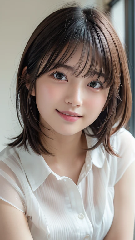 1. Pure Woman,(Wearing white nurse clothes:1.2),(RAW Photos, Highest quality), (Realistic, photo-Realistic:1.4), masterpiece, Two very delicate and beautiful women, Very detailed, Great Skin, Detailed face, Cool smile、Clean look、 Sparkling eyes, double eyelid, Ample breasts、High resolution, Soft Light, Beautiful detailed girl, Very detailed eyes and face, Beautiful and sophisticated nose, nurse, Perfect Anatomy, Black Hair, Upstyle, nurse uniform, ((nurse cap)), hospital, clear, White Uniform, hospital room, ((High resolution)), short hair, bangs,Face Focus、