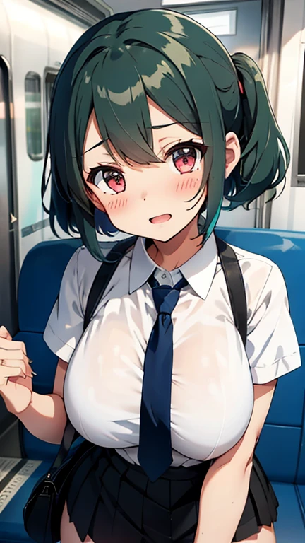 mastute piece,Best Quality,insanely detailed,8k cg,nsfw,
(shoot upper body:1.3),
(1girls:1.3),standing,looking at viewr,body in front,both arms behind back,(school uniform:1.3),(bare breasts:1.1),(bare nipples:1.1),
break,
blush,shy,(ecstasy face),(trembling:1.2),break,(light green hair:1.2),
break,
perfect breasts,perfect teats,(open mouth:0.9),(large breasts:1.2),
(inside train)、