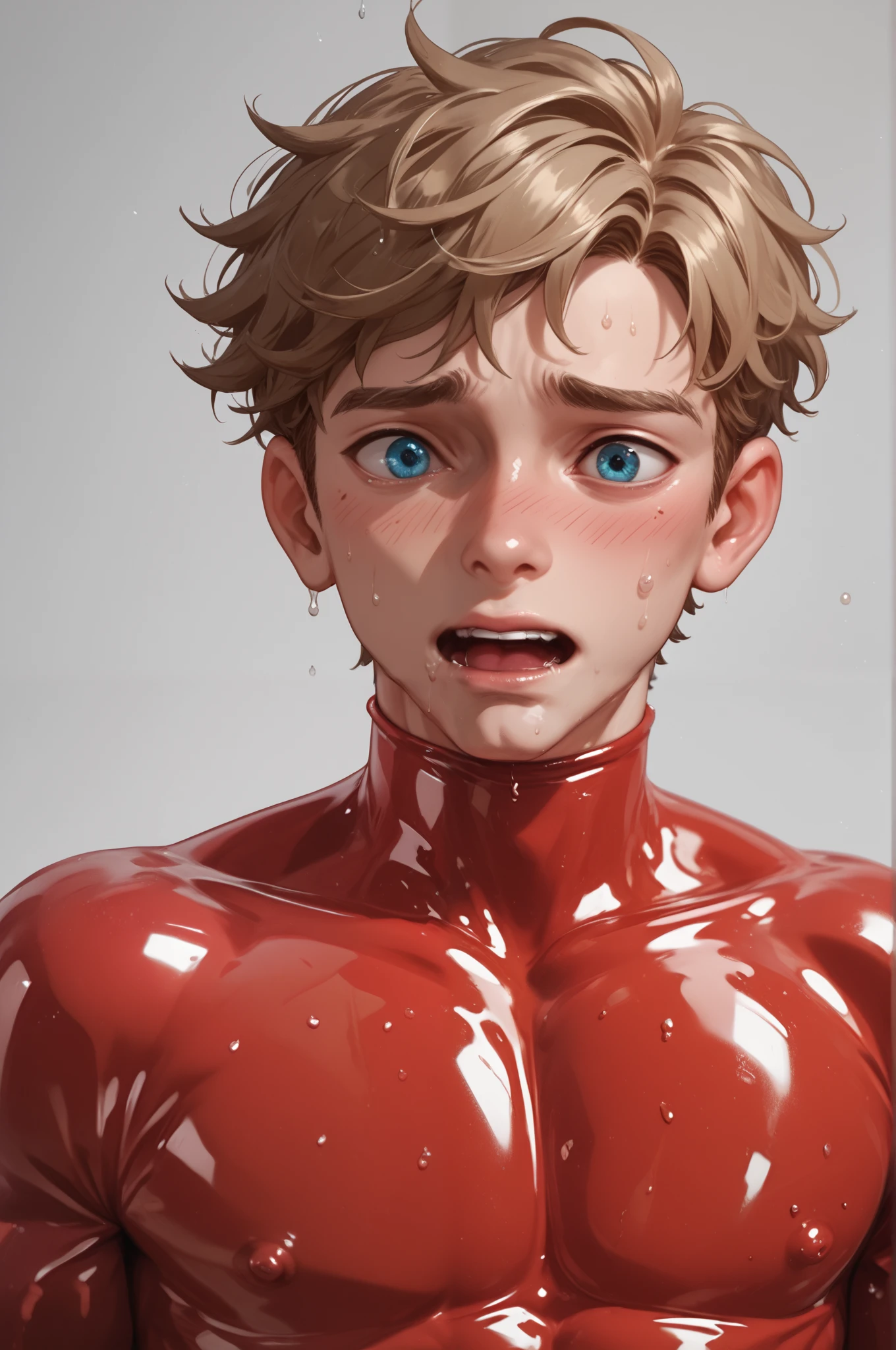 Nervous shy twink getting brainwashed as liquid latex is forced into his mouth as he turns into a latex doll