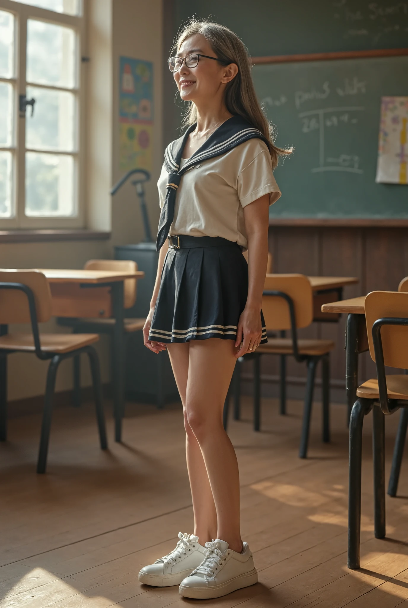 8k image quality, top quality, masterpiece, photorealism, movie look, detailed description, detailed smiled expression, Hogwarts School of Witchcraft and Wizardry, in the girls' toilet, green wooden wall, white marble floor, ((Heat the beaker with an alcohol lamp in front of girl's legs)) , 2nd grade female student, solo, black Hogwarts robe, school uniform that white sweater and black short skirt, sit on white mable floor, agura, legs parallel to the floor, spread your legs left and right, ((white classic briefs)), (((show lower body and white classic brief))), fleshy inner thighs, black leather shoes, very short socks, (((Hermione Granger played by Emma Watson))))