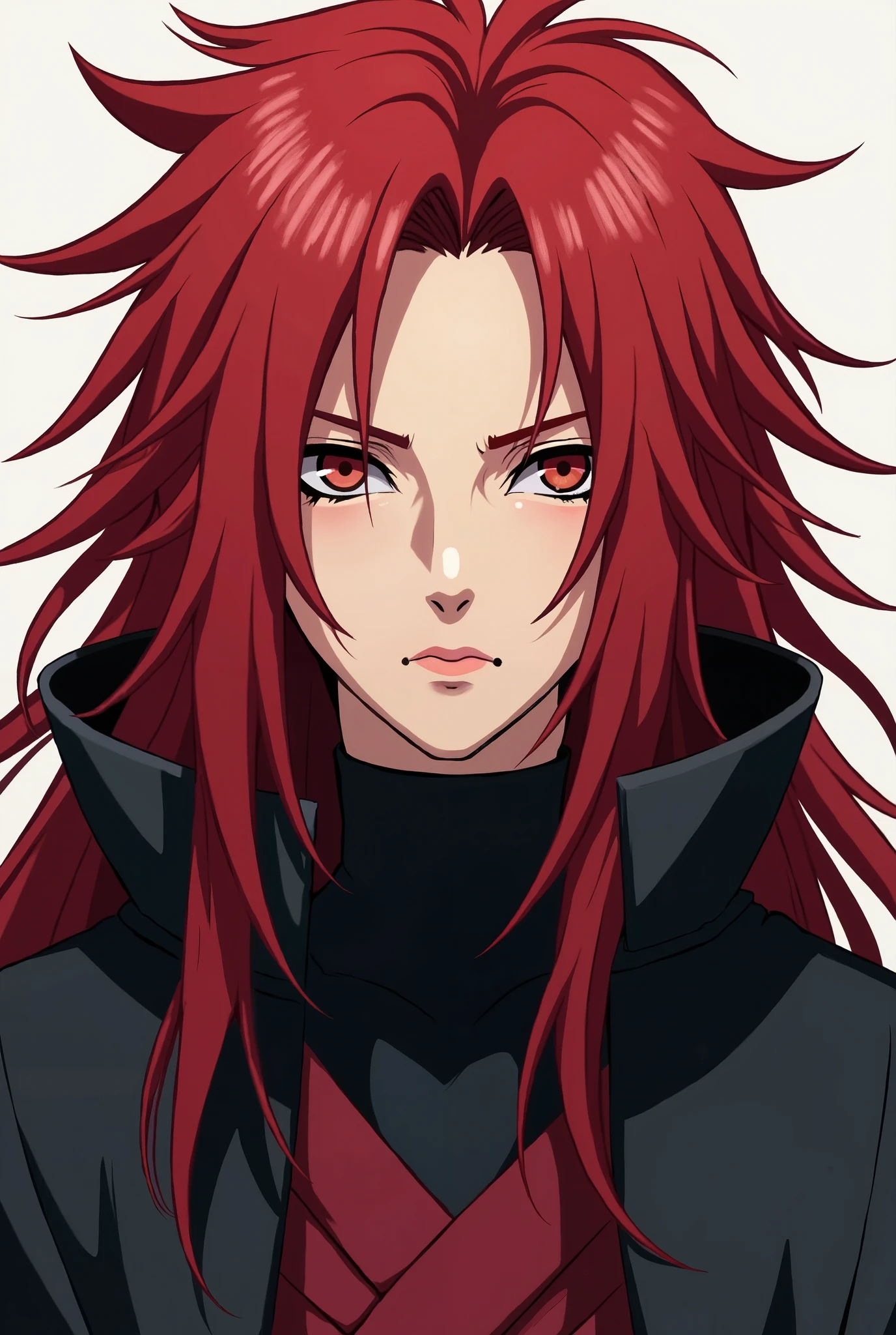 Realistic red eyes of anime character named rinnegan