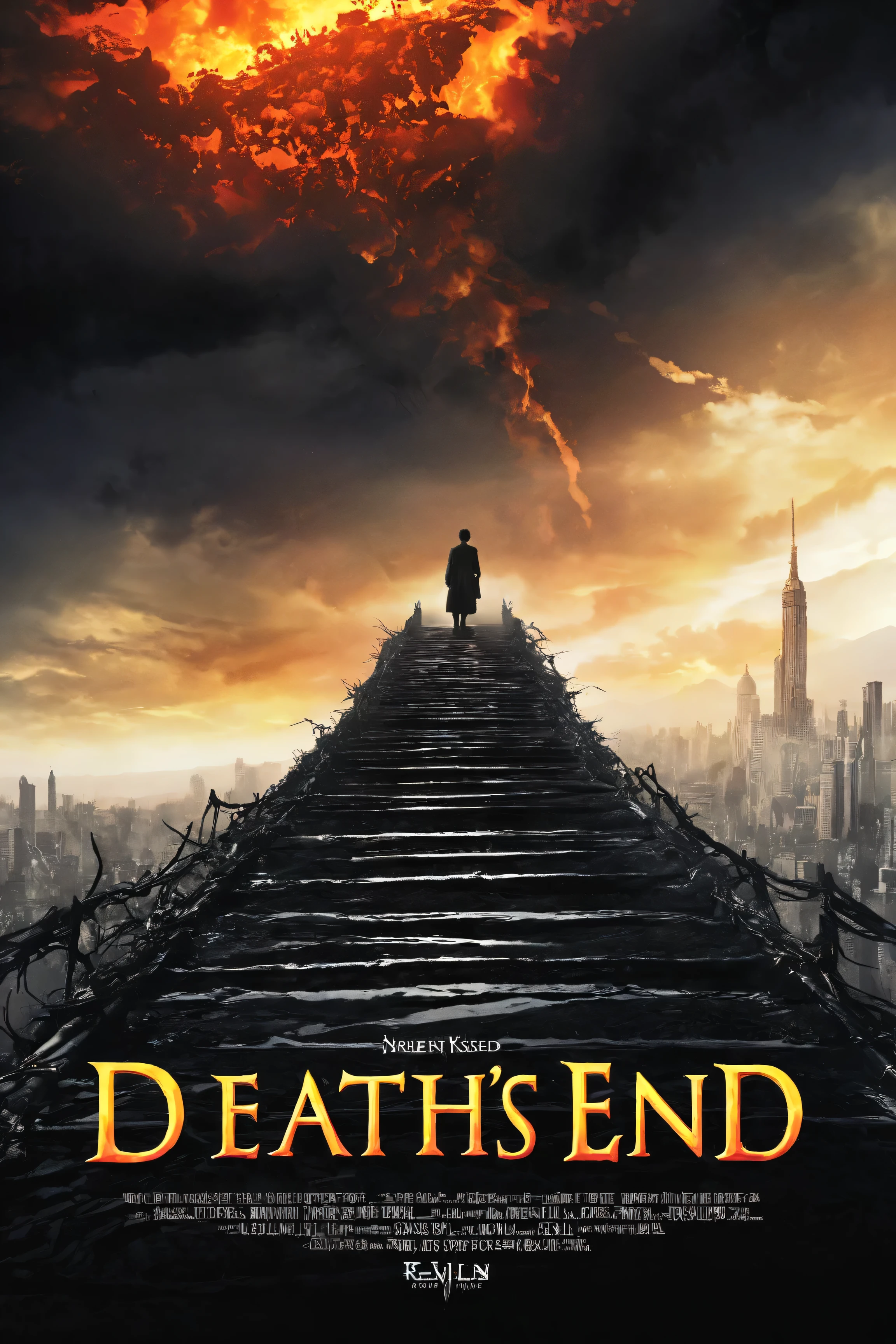 Create a movie poster for Death's End, a movie based on the plot of the book Death's End by Cixin Liu.