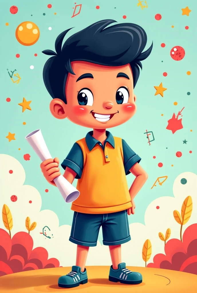 Create a cartoon like image of a boy in matric which will be able to fit on our matric jersey for 2025