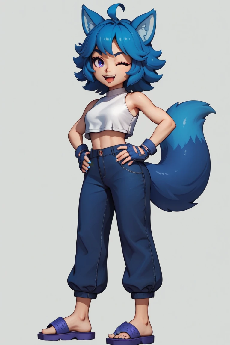 [lizard], (mayosplash), (wamudraws)], ((masterpiece)), ((HD)), ((solo portrait)), ((front view)), ((furry; anthro)), ((detailed shading)), ((beautiful render art)), ((intricate details)), cute teal eyes, (yellow sclera), (half-closed eyes), (medium boobs), (defined muscles), (beautiful feet), (clothing, topwear: tanktop, bottomwear:(pants:black) footwraps, stirrup footwear)),{(standing), (dynamic pose)}