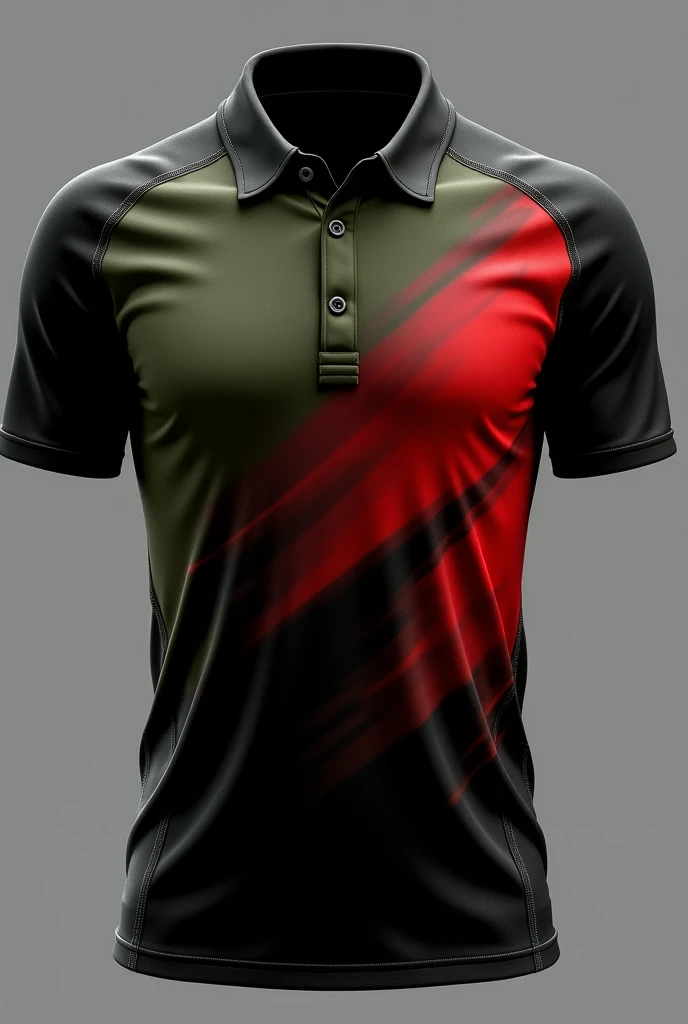 Create a red volleyball polo with a bit of black