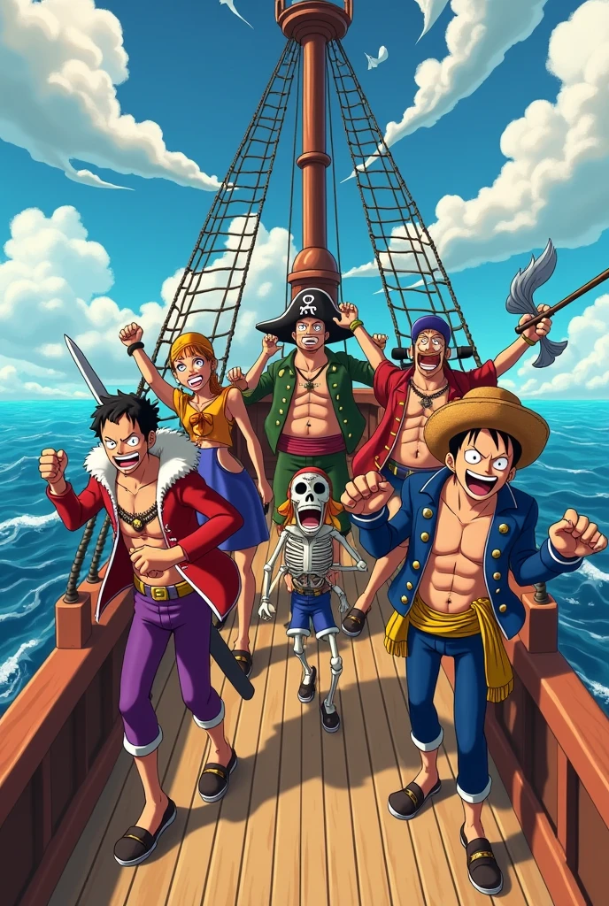 cinematic photo of one piece Roronoa zoro and luffy driving together on a pirate dragster along the shore, distant isles, pirate ships, 35mm photograph, film, bokeh, professional, 4k, highly detailed