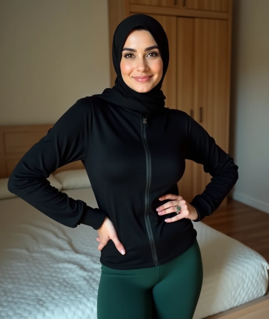 Give me a hijab women with a tight sport shirt
