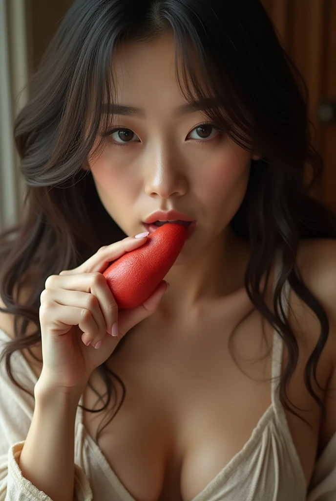 photo of the same very sexy woman sucking an object 