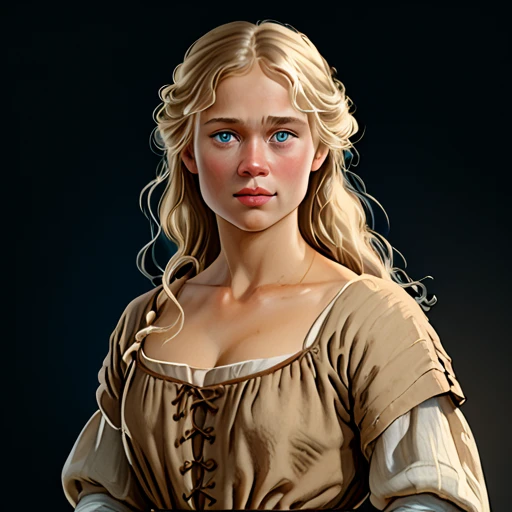village woman, European face, big eyes, coquette, standing against the background of the village, fantasy, atmospheric perspective, Renaissance, 8k, super detail, ccurate, best quality, masterpiece, anatomically correct, textured skin, super detail, high details, high quality, best quality, highres, 16k --auto --s2