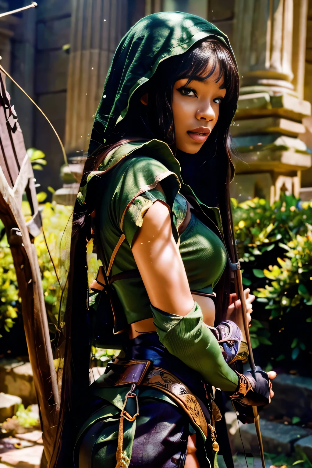 1 Girl, (Beautiful Princess Zelda,Dark skin,Visible pores), Standing in the fields, Exuding perseverance and subtlety,diaphragm, navel, With pencil skirt, Women's shirts, cosmetic, Ankle strap high heels, and black fishnet stockings, (Western Manga \(style\)), ((cel shading)),
, Huge sexy breasts,Showing cleavage, Sexy big ass, Mature female, Sculptural figure, Sexy body,, masterpiece, Azelda,