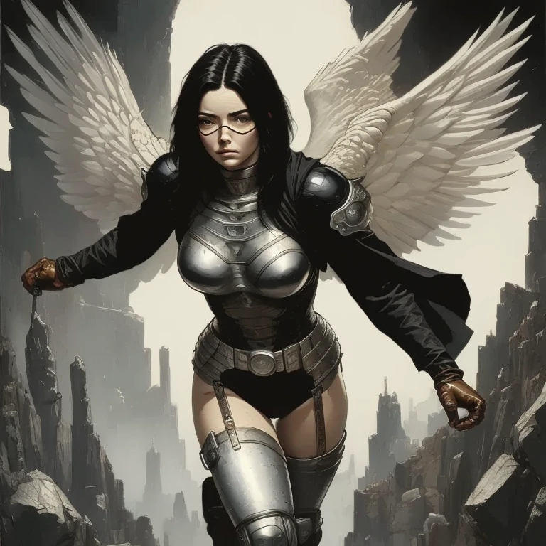 (((Annie Lennox))), ((( nun suit ))), (((Bandaged body))), ((high collar)), (((black with red details))), (((best qualityer: 1.4))), (Unbeatable masterpiece), (hiper HD),(CG 8k hyper-realistic), (((brave face))), (((breasts big))), (((hyper feminine))), sexly girl, Tron,(black bob hair)), ((( sculptural body ))), (((1 Kizi))), Kizi cibernética de 25 anos com perfectbody,,Beautiful and well-groomed face,muscular body:1.2,solid color detailed jacket, (Head to thigh photos), Complex equipment, green dark,Long pants,Tight clothes are dark,With white stars and off-white stripes,,,,,Armor Metal Electronic Parts, Poison tattoos ) INFO, Kizi, (((standing alone))), pirralha violent, ((())), sexly, pose de atitude, work of art, post-apocalypse, (((manga style))), bounty hunter, violent, Manic, the way you want, slenderbody, thin but strong, perfectbody, roupa moderna, advanced technology, neon, sleeves with vertical striped pattern, neutral background, (( cowboy shot )). intricate visual