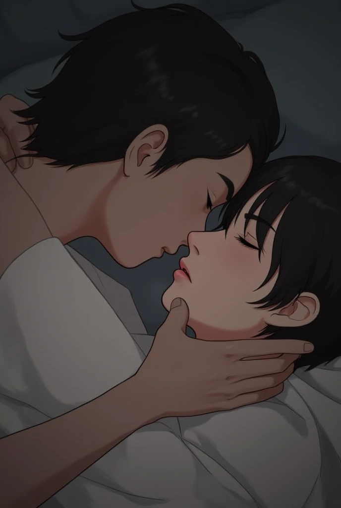 masterpiece, Highest quality, (Highly detailed CG Unity 8K wallpapers), (Highest quality), (Best illustrations), (Best Shadow), Absurd, Realistic lighting, (abyss), Beautiful sparkle, 暗い部屋でキスをする男女のanime画像, Yaoi, Levi Ackerman, reylo kissing, anime, Shinji, Mouth to mouth kiss, yukio - e, Shinji ikari, Kiss cutely, 今日の注目animeはまだ, anime映画では, Kuvshinov Ilya