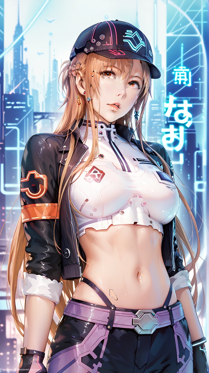 woman,20-year-old,,city,night,white tight miniskirt bodysuit,(),open mouth smile((See-through))Glasses,((Beautiful long ponytail))