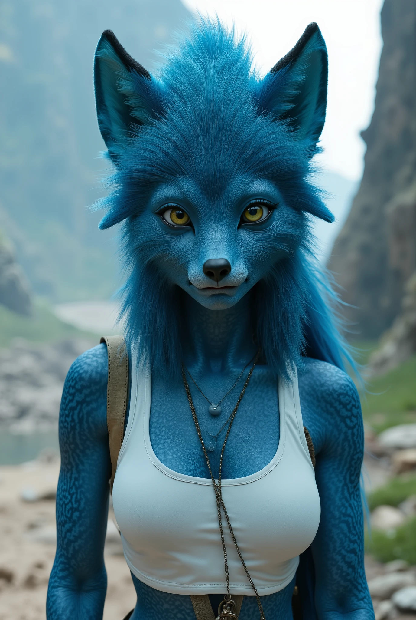 (zPDXL2), score_9, score_8_up, score_7_up, source_anime, 2d, 

A beautiful and detailed (sweet portrait) wa ((Krystal)), Star Fox Krystal, sslim, lovable, green eyes, medium breasts, (((Long blue hair 1.3))), Decollete, anthro, furry, Uploaded E621, detailed fluffy fur, (wa Fluff-Kevlar, Bayard Wu, Personalami, Pino Daeni), detailed face, (fluffy), 1 girl, alone, sweet girl, ((lies on a meadow:1.3)), looks at the viewer, viewer is above the, her whole body is visible from head to toe, tribal clothing 

,AissistXLv2, unaestheticXL_bp5, SimplePositiveXLv2, zPDXL2 PonyXLV6_Scores