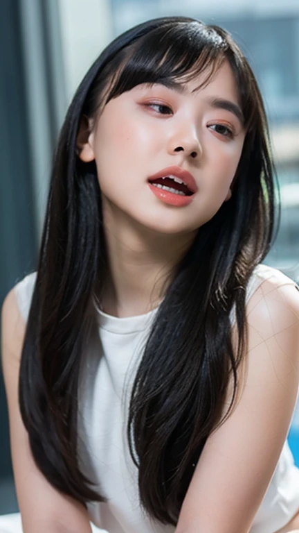 (Realistic:2),(masterpiece:2), (Highest quality:2),8K,Beige lips:2,Pale lips:2,(No lipstick:2),(No makeup:2),No makeup:2,Pale face:2,woman,(anaemia:2),delicate、beauty、whole body,1 person,(Dry lips:2),Kuma:2,Masturbation:2,(Armpit hair:1.6),pubic hair:2,Spread your knees:2,Thin lips:1.4,Half-open eyes:1.4,Thin and large mouth:2,Subtle lip wrinkles:2,Drooling from the lips:1.4,Quite a high nose:2,Thin Nose:2,(Sleepy eyes:1.2),black eyelids:2,Wavy black hair、(Thin eyebrows:1.2),Narrow forehead,White leotard:2,No sleeve:2,Estrus:2,4K, delicateな体, slim, (Tight waist:2),Fine skin,Dynamic Angle, pubic hairを見せる、Dark underarm skin、Black armpits、(Very detailed),  (Detailed face), (Very nice hands:1.4),alone, Realistic Face, slimな腹筋:1.2、double eyelid,Looking into the camera, 完璧な体型を持つ美しいwoman: 1.4, Highly Detailed face and skin texture,Very detailed, Realistic Skinのテクスチャ, Cool girl、See-through leotard:2,Evil Brainwashing、Mind control、Grin、Whisper in my ear、Evil look、Hollow Eyes:2. eyes half closed、Church at night、Swear allegiance、Sexy pose、 (Sticking out tongue, Open your mouth)