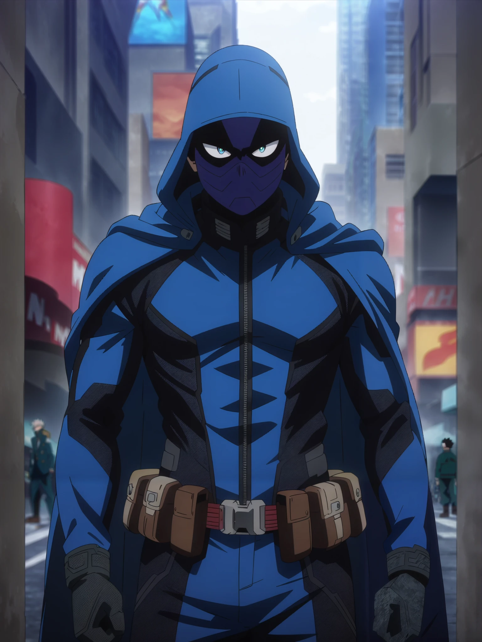 (masterpiece, best quality, anime, anime coloring:1.3). A vigilante with a full blue bucket on
With a suit.
Big city avenue background, Daytime, detailed anime lighting, colorfull.
My Hero Academia character, MHA style, anime style, my hero academia, boku no hero academia, animated. Anime, Best Quality, Masterpiece, High Resolution, 4K, perfect body, perfect eyes, perfect eyes, Full Quality, colorfull, Looking at viewer, Anime, Anime Style, High Resolution.