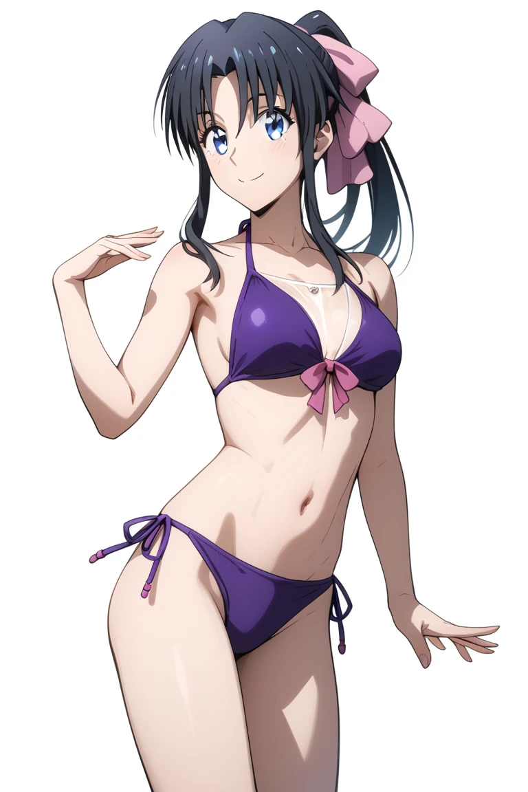 (hinata\(boruto\), (high quality, anime, cowboy shot), ((wrestling gear: red plain bra for wrestling, black sport armband, black thong for wrestling, bracelets)), ((slender woman, off-shoulders, (long belly), thick arms, very little biceps, super detailed body, smile)), ((stretching, one arm up)), (medium-big breasts, cleavage), closed mouth), tan skin, ((floating hair, dark blue, short hair, hime cut، loose hair), (background: simple white background only), (background: simple white background only, windy)