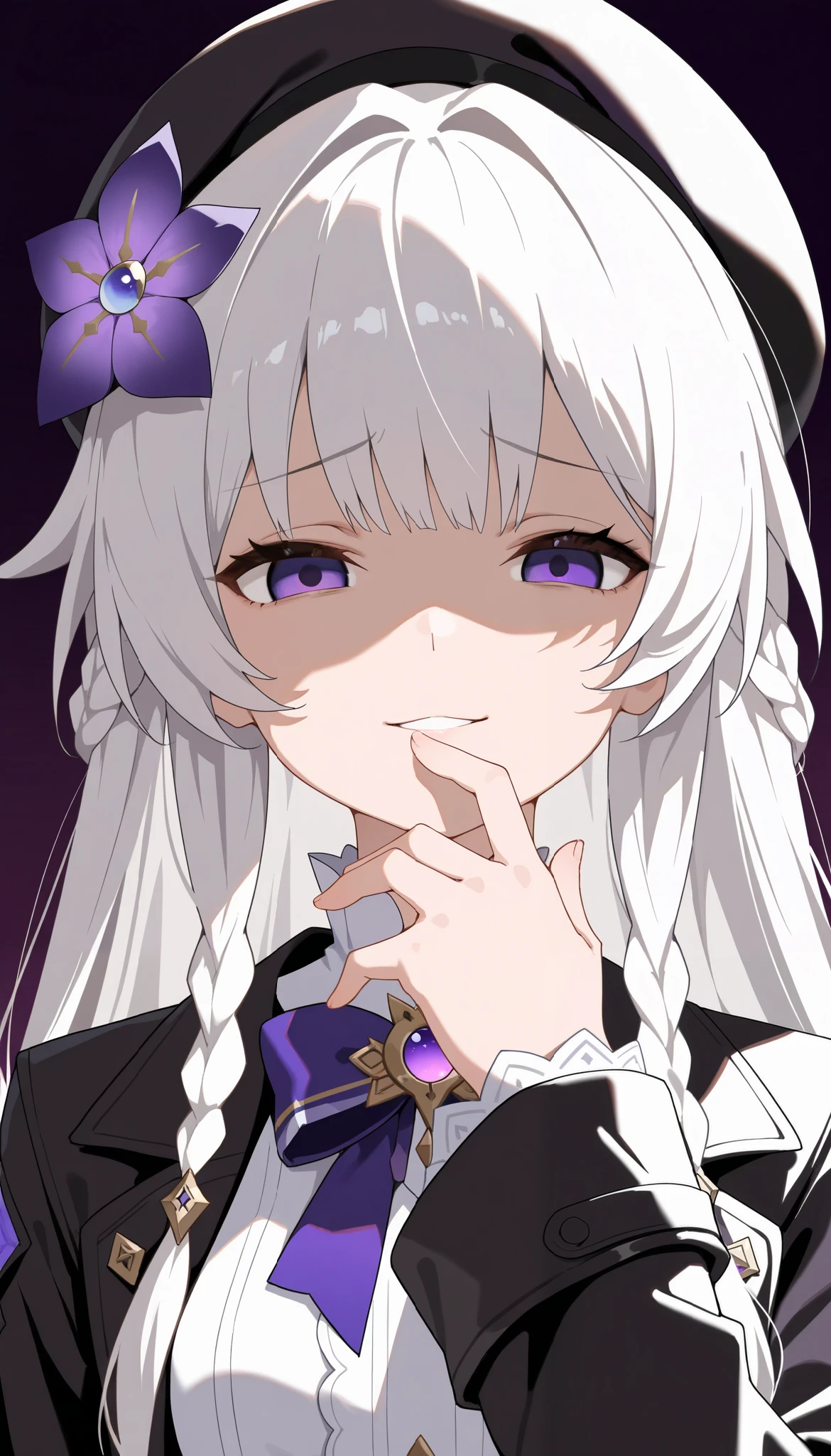 (masterpiece), best quality, expressive eyes, perfect face
Long-haired, silver hair, starry eyes, in shock, Looking at herself in a window, pale skin, thin lips but enough to make them look pink, a somewhat upturned nose, purple short skirt over her knees, revealing her pale legs and thin, but slightly toned, a short-sleeved purple polo shirt, and a pompous white jacket with a fur collar. Blue eyes full of stars and the universe
Surprised face, disbelief,
She is staring at a window with her mouth open in shock while touching her cheek
