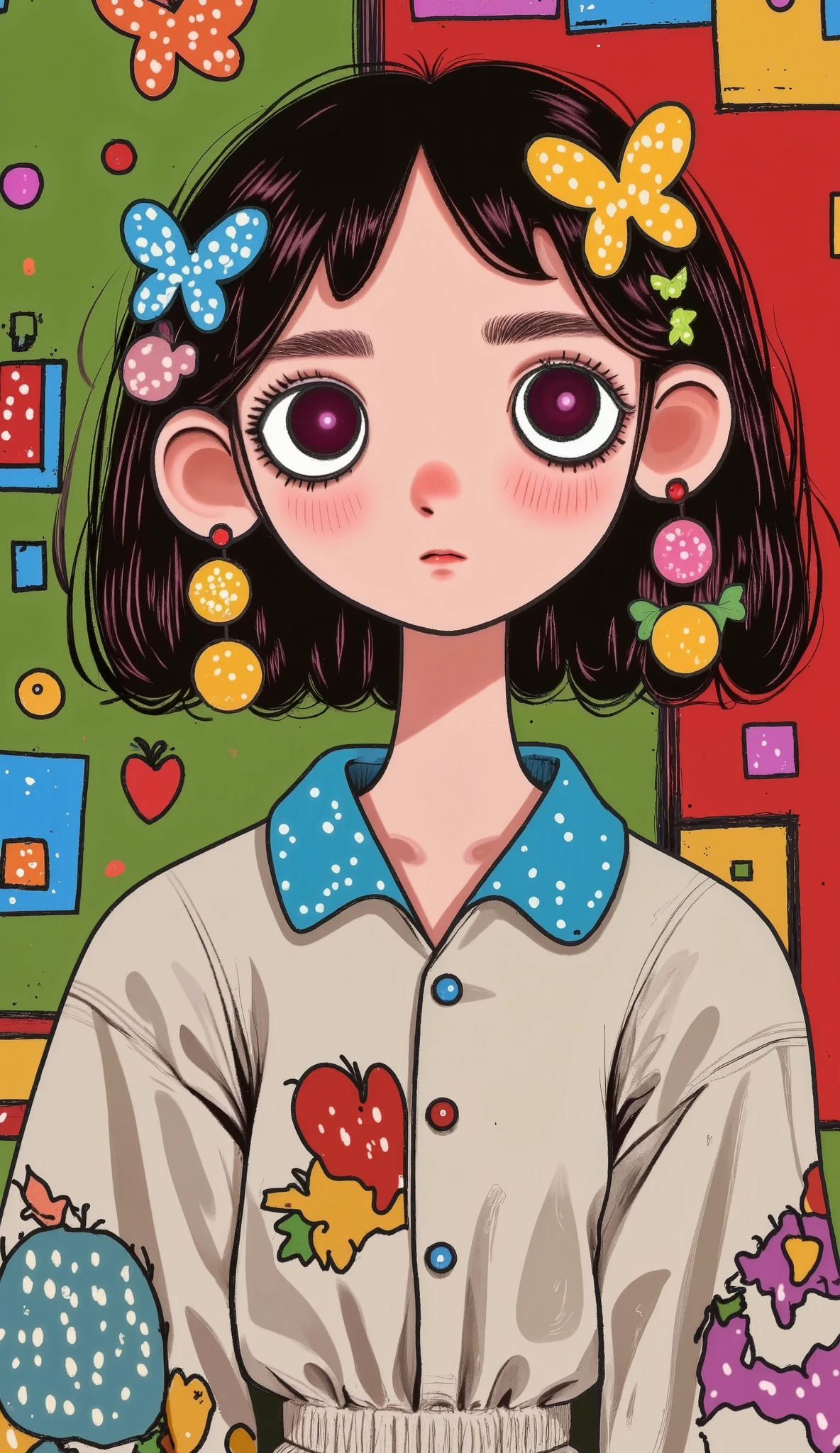 ( envelopes, masterpiece:1.2, detailed information ),( Strange girl doll , big eyes,small pieces, fluffy red hair ),(dark Gothic, Victorian Gothic steampunk style), dark, swallowed by smoke