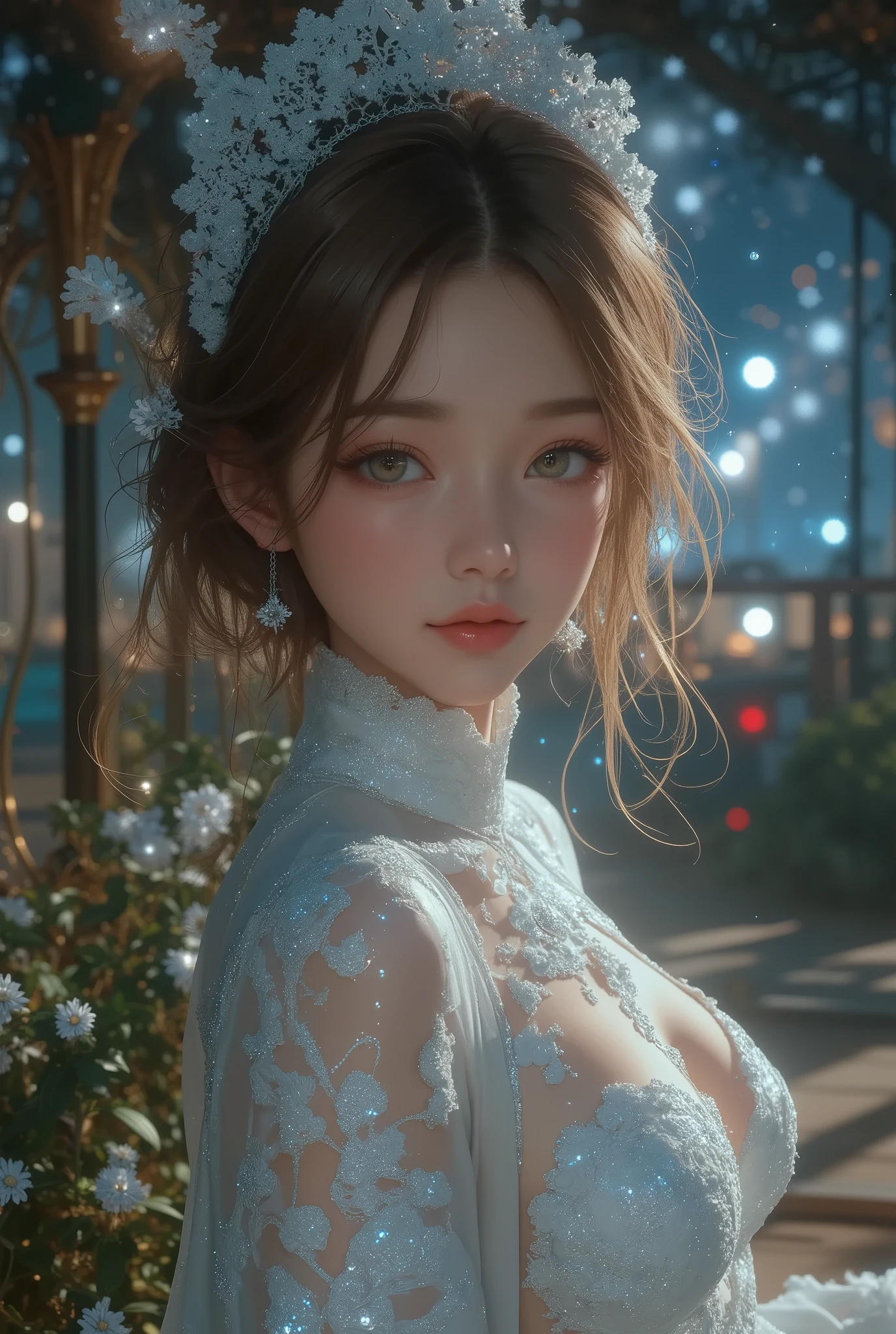  1 girl, Alone,  best quality , Masterpiece , Hoshino Ruby,  hair ornament, Shining Eyes, Stars in my eyes, (右Stars in my eyes:1), ( dress:1.4), ( concert 1), ,