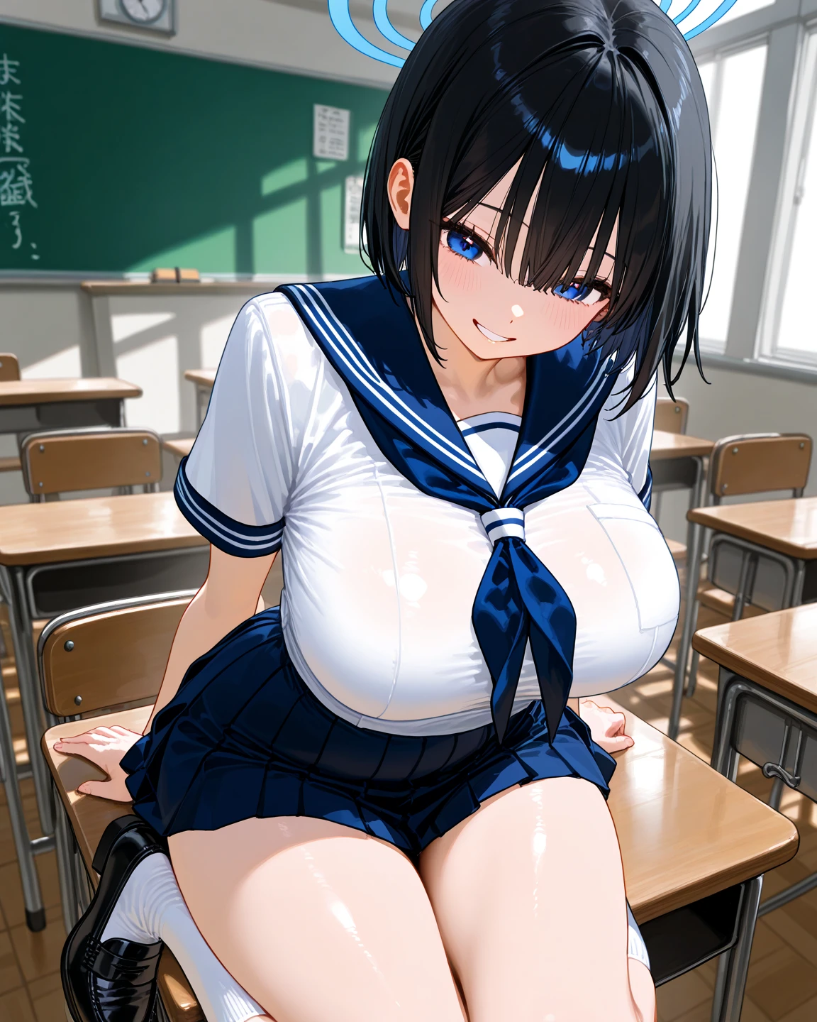 Score_9, score_8_up, score_7_up, score_6_up, score_5_up, score_4_up, source_anime, solo, 1girl, cute student, young female, sagging gigantic huge breasts, wide hips, thick thighs, huge areolae, areola slip, black areolae, tanned skin, in classroom, sideview, detailed eyes, brown eyes, looking at viewer, crowded, sailor uniform, sleeveless, bracelet, ahegao, collarbone, head tilt, very hairy stomach hair, showing armpit, hairy armpit hair, bukkake, sperm on armpit, cum shot, sperm, sex with big penis boy, Japanese, hentai, crowded, having sex, sex from behind, side view, pov, spreading legs, hand behind the head, fecundation mark, raping, inserting penis, sex posing, sweating, fellatio