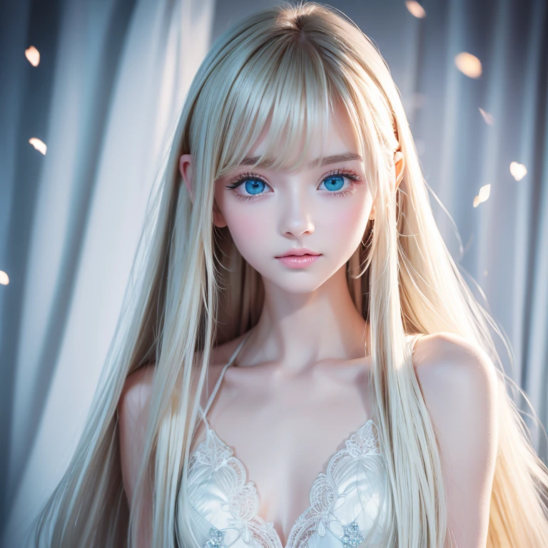 bright expression、Young shiny shiny white shiny skin、Best Looks、Blonde reflected light、Platinum blonde hair with dazzling highlights、shiny light hair,、Super long silky straight hair、Beautiful bangs that shine、Glowing crystal clear attractive big blue eyes、Very beautiful nice cute 16 year old girl、Lush bust,Beautiful detailed eyes, beautiful detailed nose,(( Full body:1.5)),Makeup that the eyes emphasize、,(Women like Joan of Arc)、Royal style,Comic style, , Sub-surface scattering, ornate detail, nature backdrop, Hyper-realistic, ((Cinematic)), Dramatic Lighting, masutepiece、((Off-the-shoulder white shirt dress:1.4))、((Fight on the battlefield))、(Loose and fluffy perm:1.4)、1 girl in、((Bob Hair:1.3))、Ultra-realistic 8kCG, Picture-perfect face, flawless, clean, masutepiece, Perfect face, Beautiful face, Beautiful eyes, ((Perfect female body)), Solo,(Immersive atmosphere, Bright light:1.2,Luminous lighting),(blush:0.5),fascinated expression,beautifullydetailedbackground,depth of fields,Realistic:1.3, longshot, Full body, (Cinematic composition:1.3),(Neon light:0.1),Accent Lighting, pantyhose,((dynamicposes:1.2))、(Fascinate boldly:1.5)