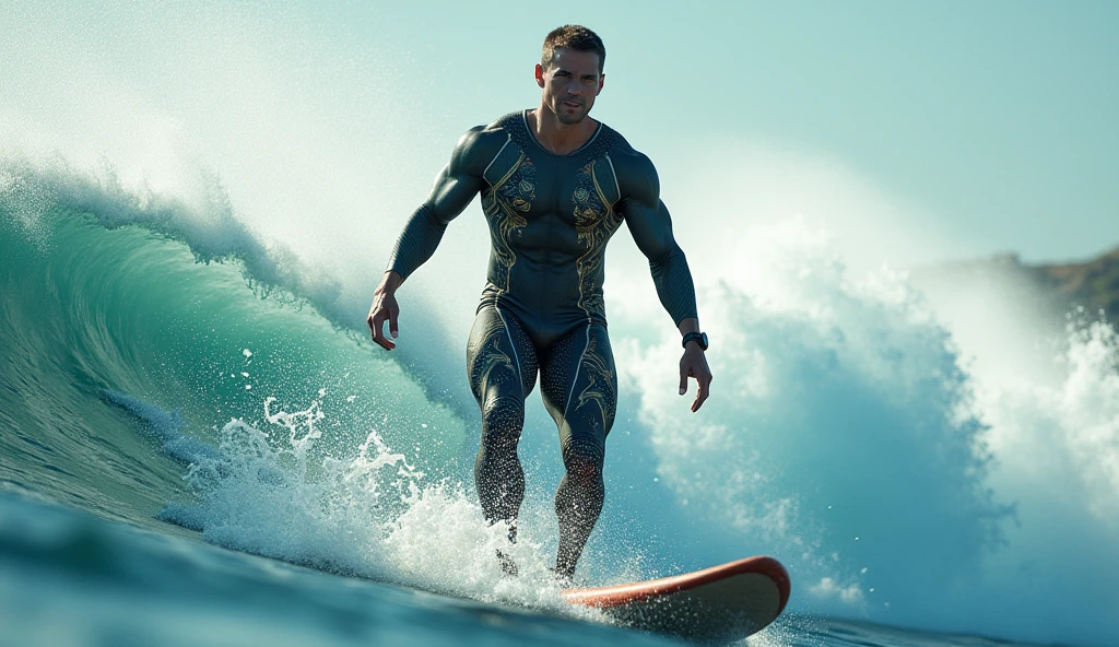 (Ultra-realistic Surfing), wearing Professional sportswear, hand drawing cartoon style 2d figure, delicate chromatics, captivating chiaroscuro, dynamic movement, (special effects:0.1), full body, award-winning, cinematic still, emotional, vignette, dynamic, vivid, (masterpiece, best quality, photorealistic, Professional, perfect composition, very aesthetic, absurdres, ultra-detailed, intricate details:1.3)