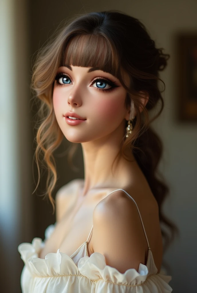 a close up of a woman in a white dress posing for a picture, photo of a beautiful woman, soft portrait shot 8 k, beautiful girl model, portrait sophie mudd, beautiful model girl, extremely beautiful face, beautiful detailed body and face, gorgeous face, lovely delicate face, portrait of a beautiful model, gorgeous face portrait, beautiful delicate face, gorgeous young model