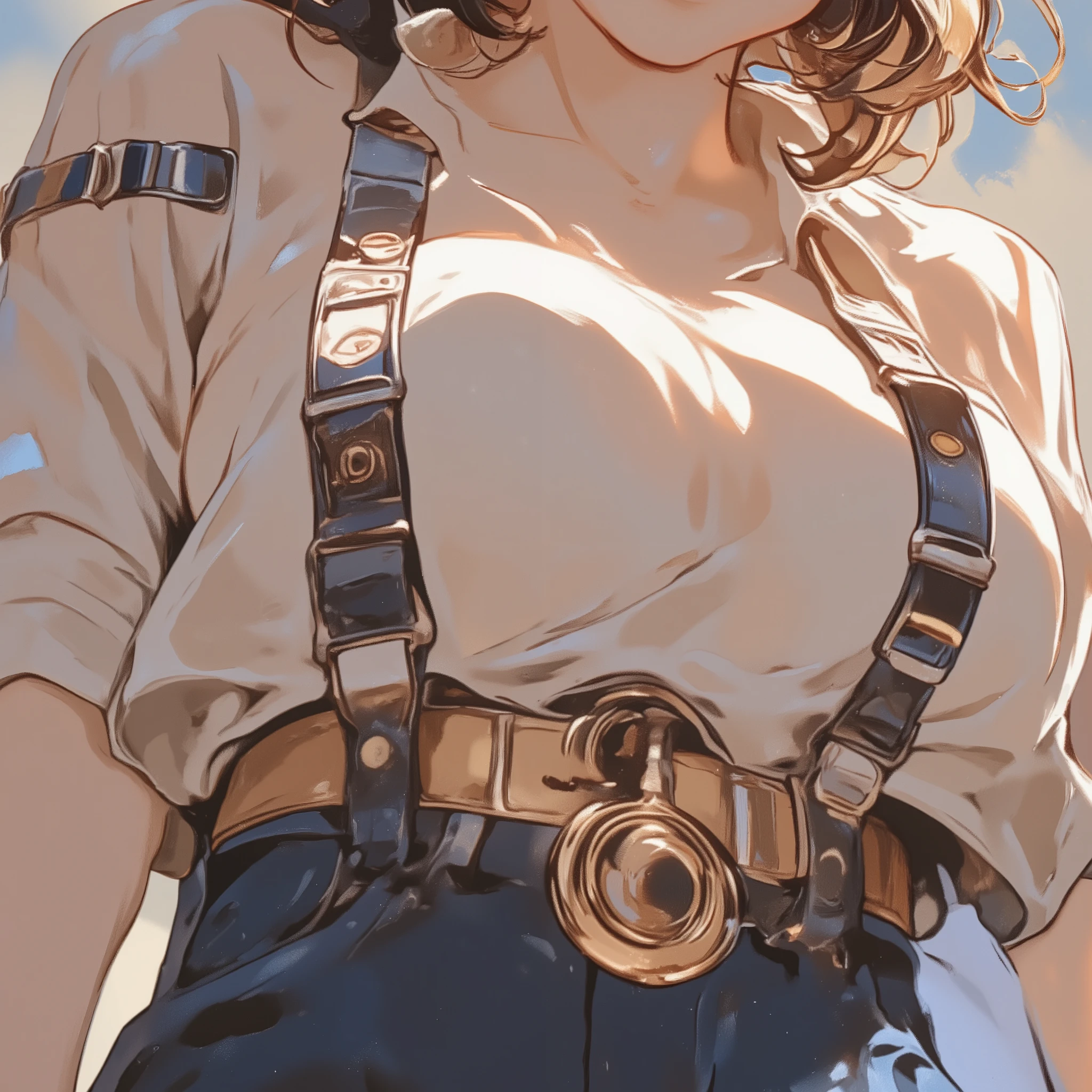 1girl,under breasts extreme close-up,low angle,dress shirts,do not expose outfit,