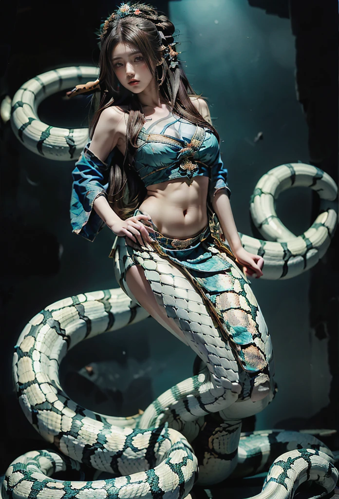 quadratic expression of a snake and skull, concept art, visual expression of death and life, unreal engine 5, colorful, master piece, engravings, cosmic foliage, sideways view of skull, snake wraping itself around it