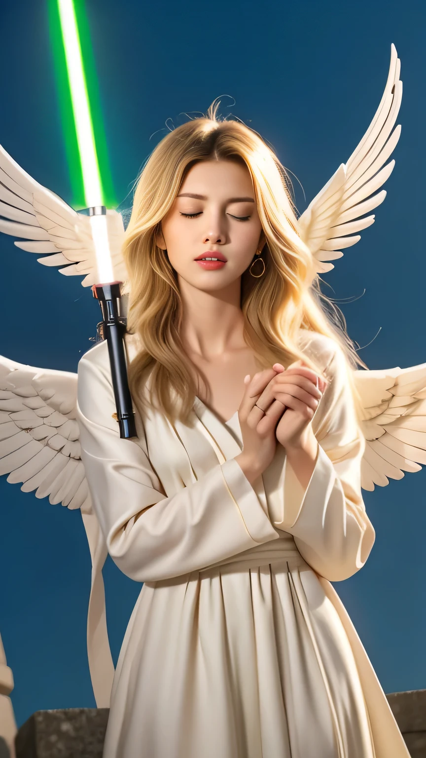  • Gentle Angels： with long blond hair ，White wings，Holding a lightsaber，Overlooking the Earth ， Sacred and Solemn ，Guardian humanity。 • Battle Angels ： spreading its wings ，Lightsabers shine，Fight demons，Justice is awe-inspiring，Fearless and brave，Holy Light。 • Guardian Angels ： Pure White Robes ，Aura surrounds， Soothing the Wounded ， Gently Guarding ，Light of Hope，Be merciful