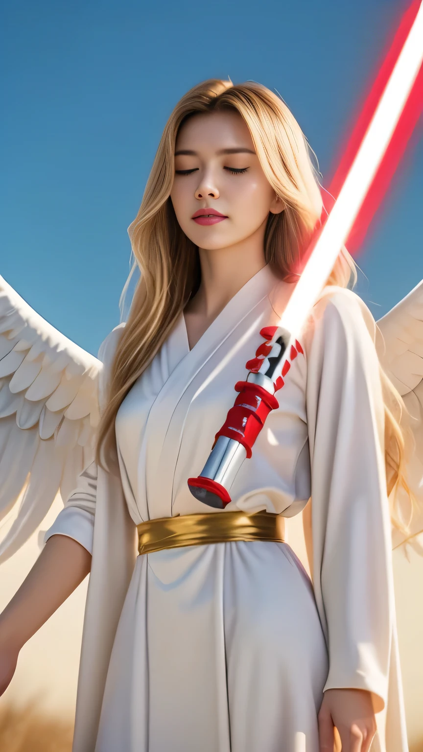  • Gentle Angels： with long blond hair ，White wings，Holding a lightsaber，Overlooking the Earth ， Sacred and Solemn ，Guardian humanity。 • Battle Angels ： spreading its wings ，Lightsabers shine，Fight demons，Justice is awe-inspiring，Fearless and brave，Holy Light。 • Guardian Angels ： Pure White Robes ，Aura surrounds， Soothing the Wounded ， Gently Guarding ，Light of Hope，Be merciful
