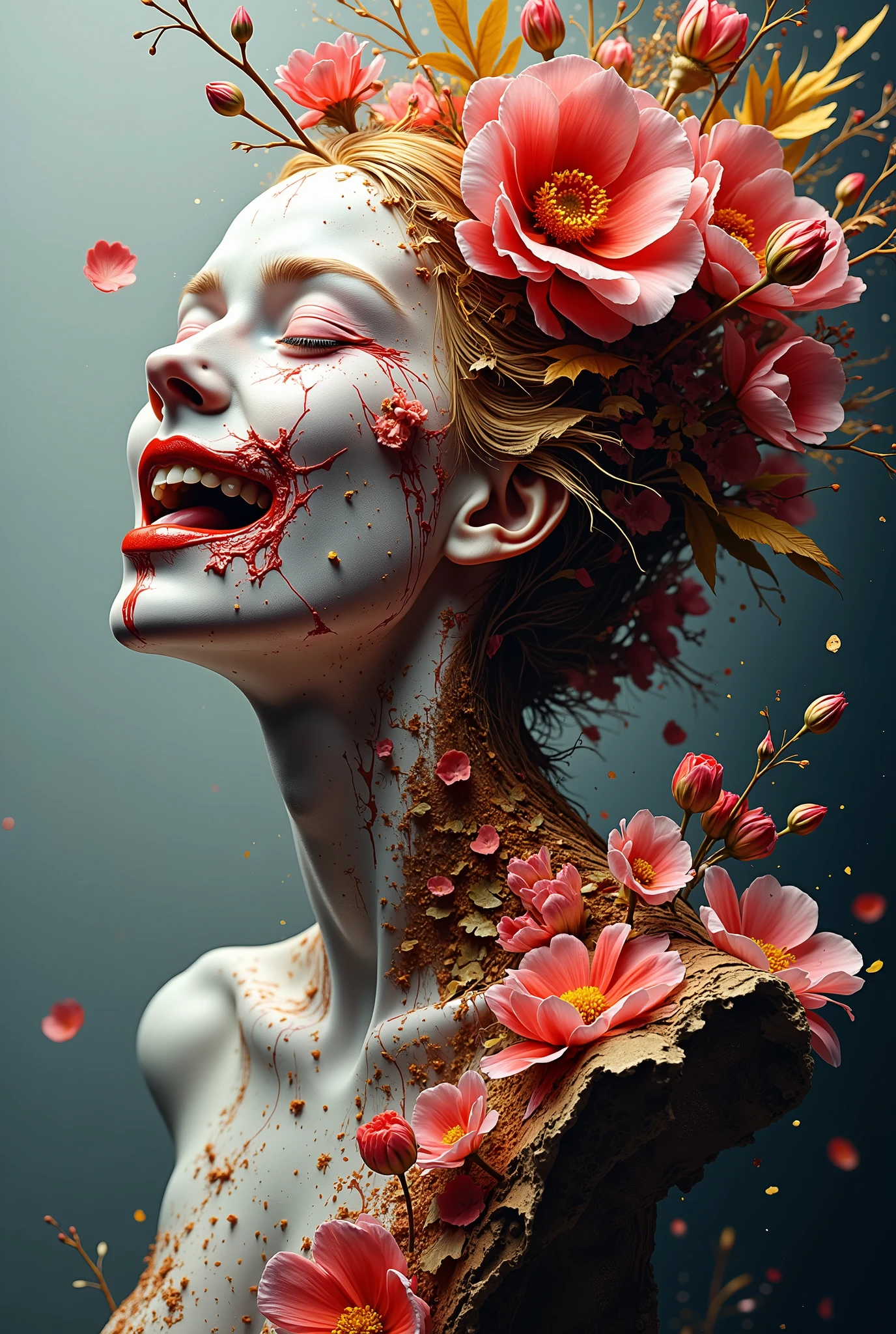 based on Delmira Agustini poem "explode"The verse in " My whole life has been a blooming mouth" creates an image