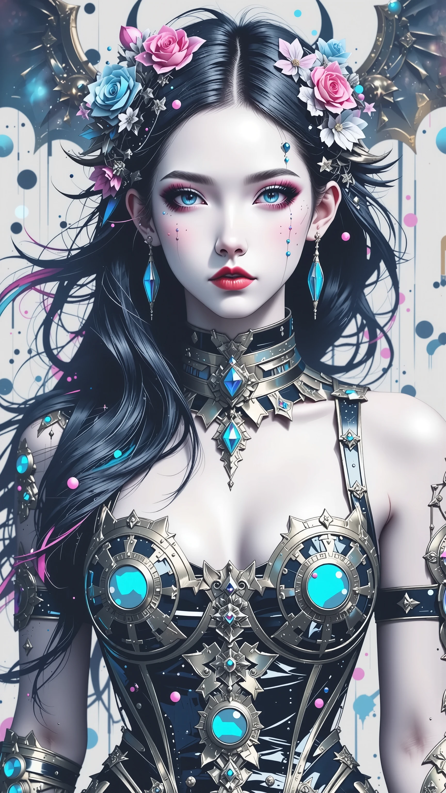 official art, unity 8k wallpaper, ultra detailed, beautiful and aesthetic, masterpiece, best quality, (zentangle, mandala, tangle, entangle), (fractal art:1.3) , 1girl, big breast, extremely detailed, dynamic angle, cowboyshot, the most beautiful form of chaos, elegant, a brutalist designed, vivid colours, romanticism, by james jean, roby dwi antono, ross tran, francis bacon, michal mraz, adrian ghenie, petra cortright, gerhard richter, takato yamamoto, ashley wood, atmospheric, ecstasy of musical notes, streaming musical notes visible