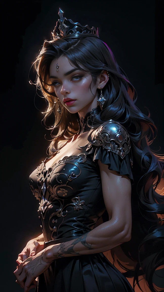 high details, best quality, 16k, RAW, [best detailed], masterpiece, best quality, (extremely detailed), full body, ultra wide shot, photorealistic, dark fantasy art, goth art, RPG art, D&D art, a picture of a dark female fairy in a goth church extremely beautiful fairy, ultra feminine (intense details, Masterpiece, best quality), best detailed face (intense details, Masterpiece, best quality), having wide butterfly wings, spread butterfly wings (intense details, Masterpiece, best quality), dark colors wings (intense details, Masterpiece, best quality), black hair, long hair, shinning hair, flowing hair, dark smile, wicked smile, blue eyes, dark red lips, wearing [red] dress latex corset (intense details, Masterpiece, best quality), dynamic elegant dress bondage gear, chocker, wearing high heels, (intense details, Masterpiece, best quality) a dark goth era street background, dim light, cinematic light, gaslight lamp light, High Detail, Ultra High Quality, High Resolution, 16K Resolution, Ultra HD Pictures, 3D rendering Ultra Realistic, Clear Details, Realistic Detail, Ultra High Definition hihelz