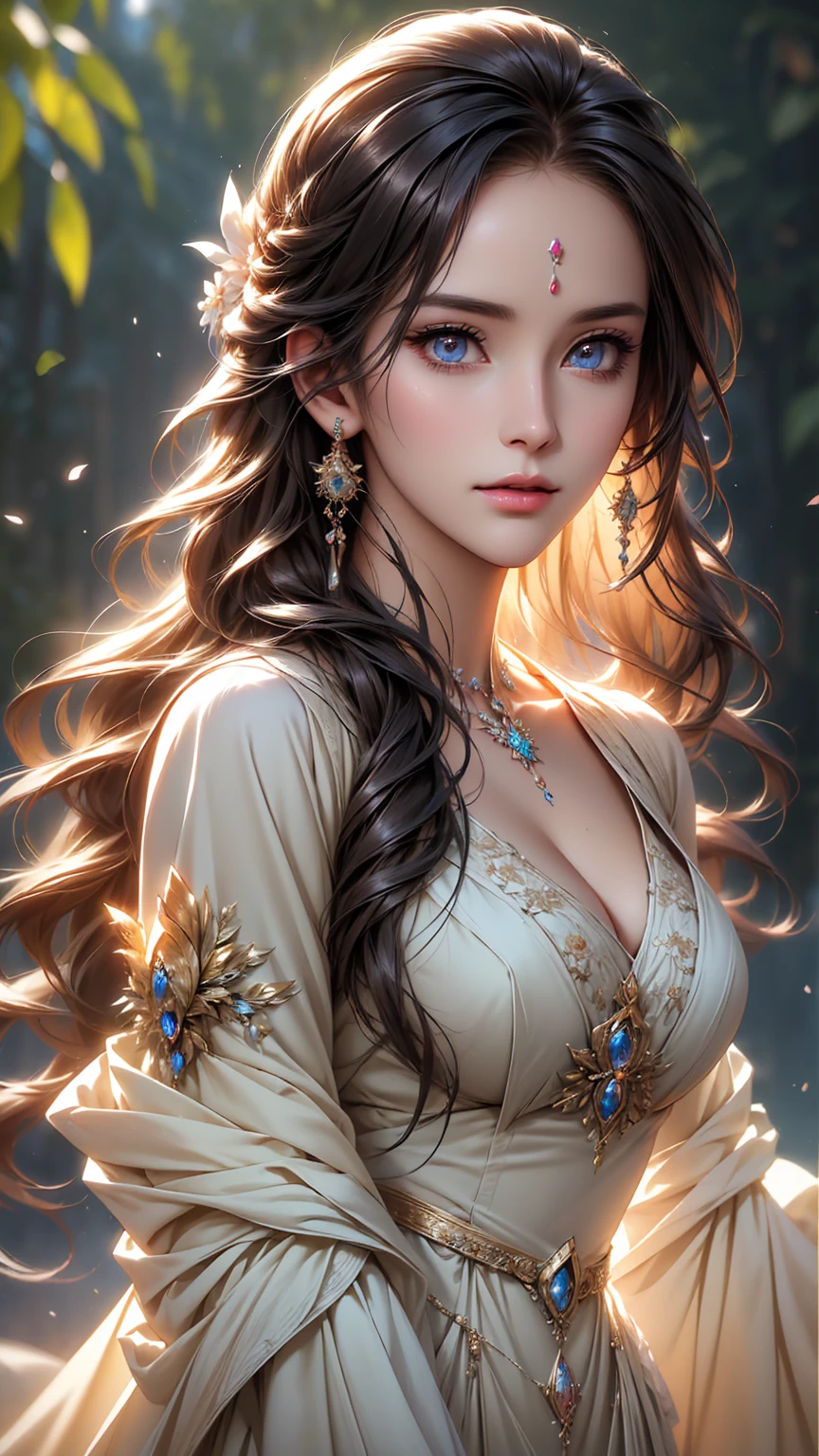 ((Realistic:1.5)),Ulzzang-6500:1.4,((Best quality)), ((Masterpiece)),((Detailed)),2girls,duo,{2 beautiful women}, (Upper body:1.3),Hug and touch each other, Tease your friend's waist, Breathless friends, Biting a friend's earlobe, crouched,super wide shot,Face focus, Long legs,Curvy, Barefoot,Wide hips, Thin legs, Oversized eyes,Long eyelashes, (Detailed face,beautidful eyes, detailedpupils,detailed clothes features, Clear background:1.3), (armlets, bangle:1.3), Mysterious ancient ruins, floresta exuberante, Deep canyon,bridge,River,cliff,Cloud,lakes,Rock music,Waterfalls, Flowers, Grass,grape trees,tree,bright detail,Sharp,Perfect compounding, Intricate, Sharp focus, Dramatic,