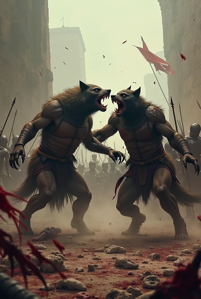 Spaniards throwing natives to hungry dogs