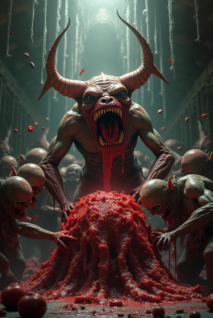 a big pile of bloody meat on the floor