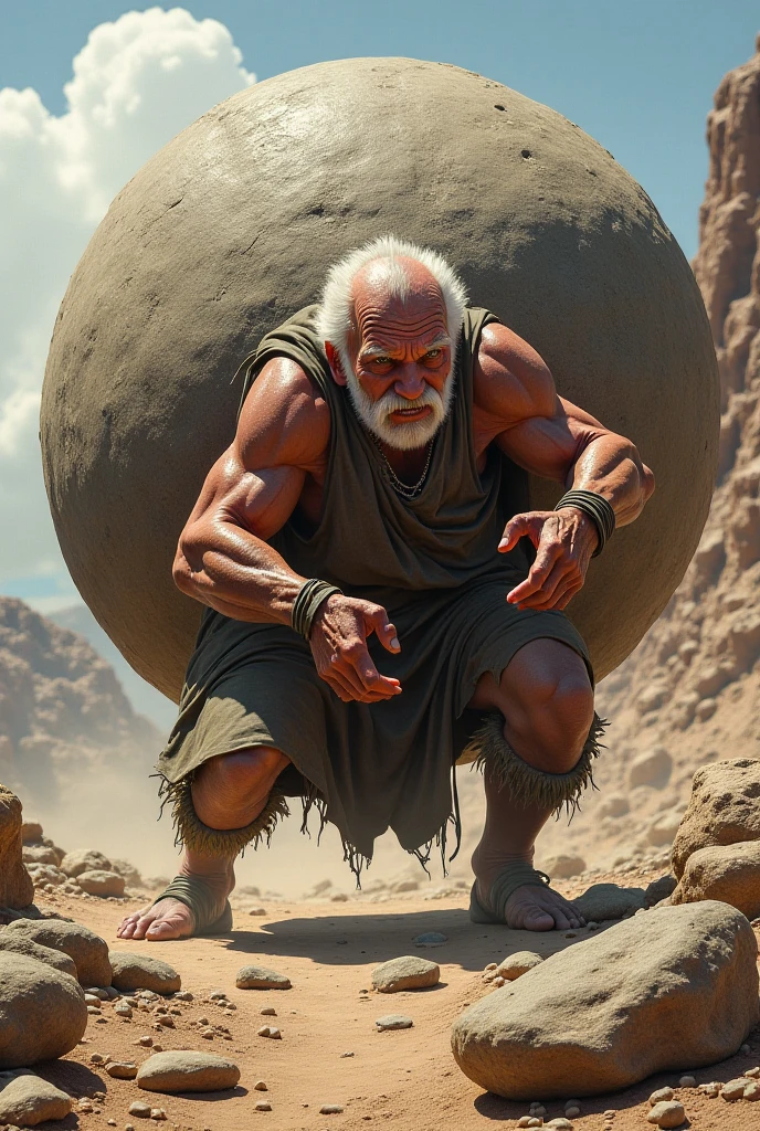 man, bearded, white beard, bald, fat, ancient greece, full body, sitting, one hand on chin, thinking, profile --auto --s2