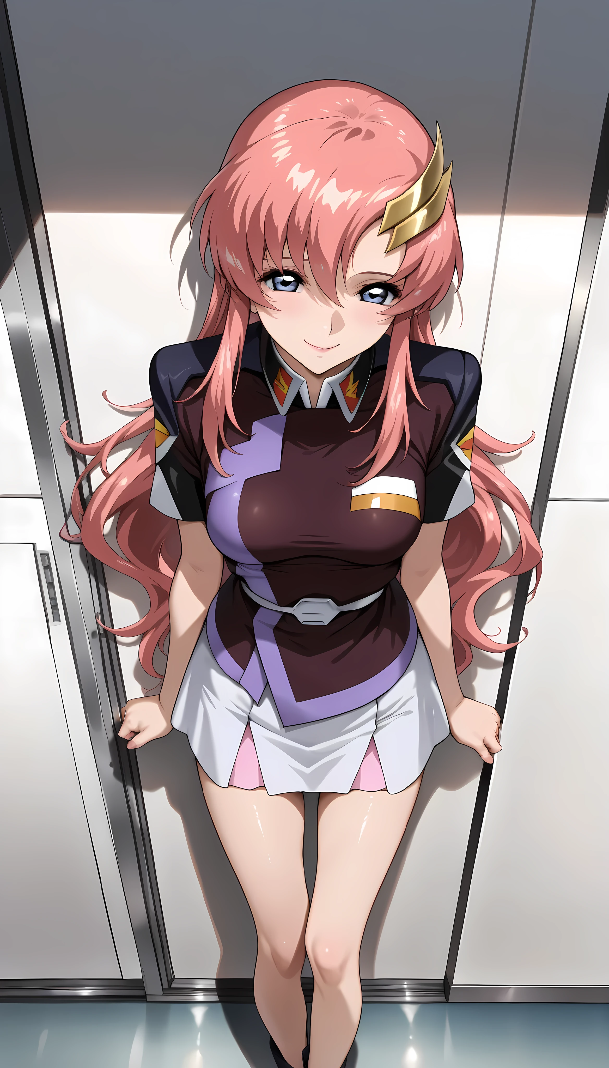 1990s (style), 1980s (style), retro artstyle, One girl, robot girl, robot, white_robot_articulations, NSFW, pink_hair, long_hair